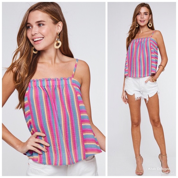 LAST 1! Multi Color Stripe Tank-Pants Available - Picture 3 of 4